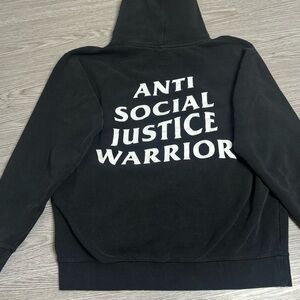 Anti Social Justice Warrior Hoodie Mens Sz L Black Andrew Schulz Sweatshirt